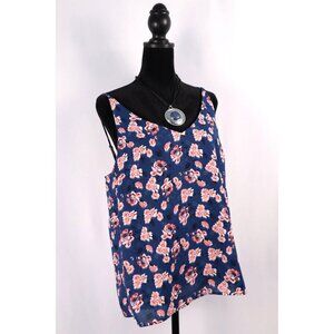 Banana Republic Blouse Floral Navy‎ Sleeveless with Adjustable Straps - Size M